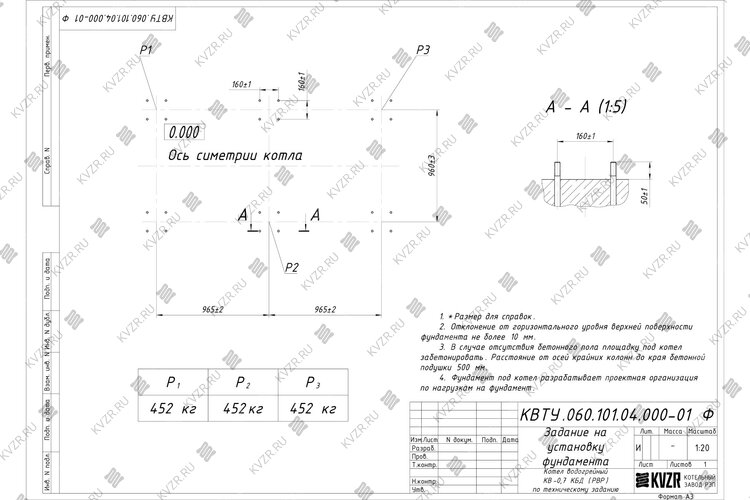 Котел 700 кВт уголь дрова с водяными колосниками чертеж фундамента